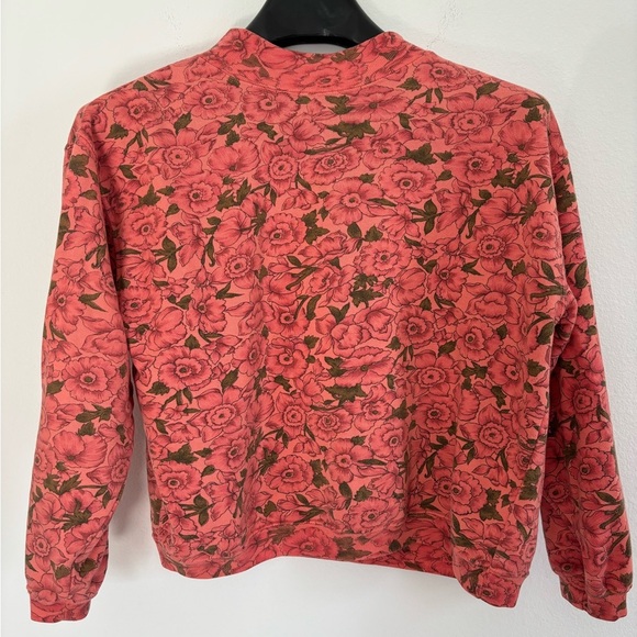 Vintage Mock Neck Floral Cropped Long Sleeve Sweatshirt Size‎ Medium - Picture 1 of 9